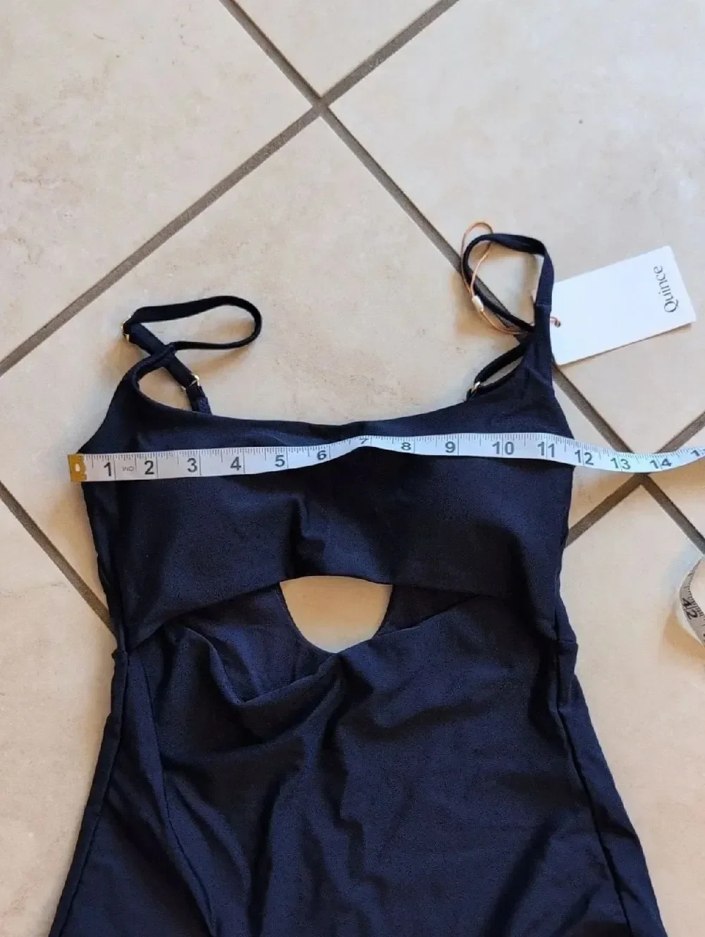 NWT Quince Italian Cutout One-Piece Swimsuit Deep Navy Blue Size M